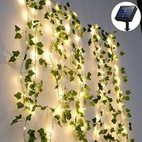 100 Led-solar-lichterkette, 12 M Lang Mit Künstlichen Efeublättern, 8 Beleuchtungsmodi Für Den Außenbereich Und Garten