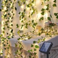 100 Leds, 12 M Lange Wasserdichte Solar-lichterkette, Künstlicher Efeu Mit 8 Modi, Warmweißes Licht, Für Die Dekoration Von Garten Und Terrasse