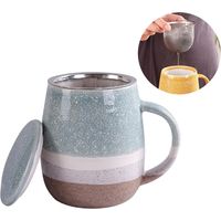 1 Teetasse Mit Teesieb Und Deckel, Keramik, 400 Ml, Für Den Täglichen Gebrauch, Zuhause, Büro