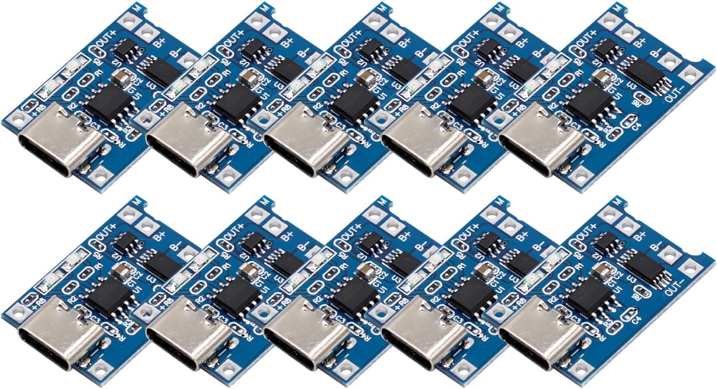 10 Stück 18650 Lithium-akku-ladegerätmodul, Typ-c Usb 5v 1a Li-ion Lithium-akku-ladegerätmodul-ladeplatine Mit Doppelten Schutzfunktionen