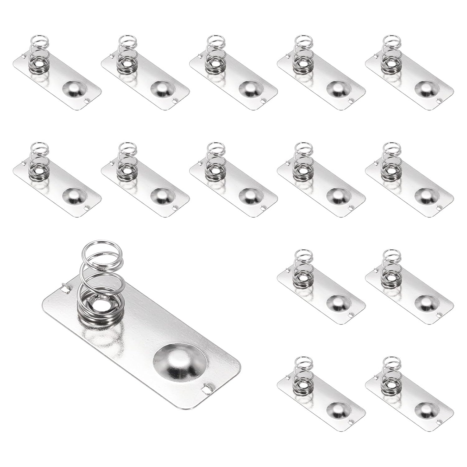 15 Stück Federbelastete Metall-batteriekontaktplatten 28 Mm X 12 Mm, Vernickelt, Bipolare Minus-zu-plus-umwandlungsplatte Für Batteriehalter Und Elektronisches Spielzeug