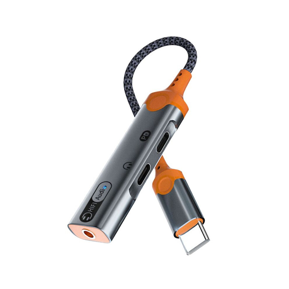 3-in-1 Pd60w Kopfhöreranschluss-adapter Schnelllade-splitter Type-c Auf 3.5mm Dual Type-c Audio Dac Kopfhörer Konverter A