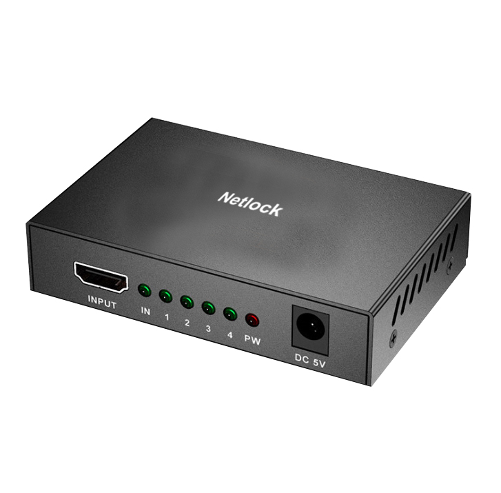 4 Port Hdmi Splitter 4k/30hz De 4 Port Mini Metalic Mit Netzteil Enthalten
