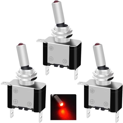 Spst 12v 20a Ein/aus 2-positionen, 3-poliger Wippschalter Für Auto, Boot, Lkw Asw-07dr, Rote Led