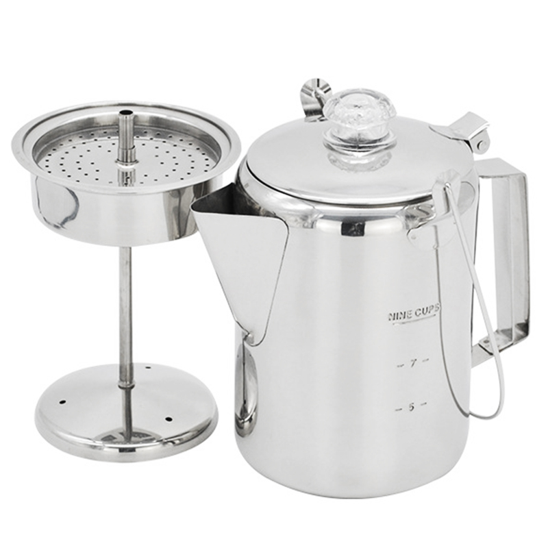 1,2-liter-kaffeemaschine Aus Edelstahl Für Den Außenbereich (9 Tassen), Ideal Zum Campen Und Kochen.