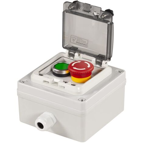 Ip67-drucktastergehäuse Mit Not-aus-taster, Grüner Drucktaster Mit Schutzkappe, Sicherheitsschalter (ac/dc 6a-110v/3a-240v/2,5a-380v)