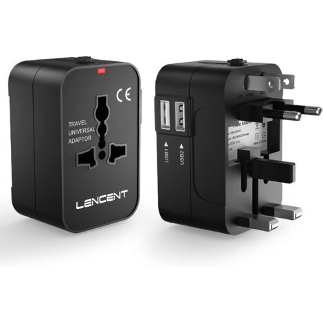 Universeller Reiseadapter Für Großbritannien, Europa, Die Usa Und Australien, Mit 2 Usb-anschlüssen Und Kompatibel Mit Über 200 Ländern.
