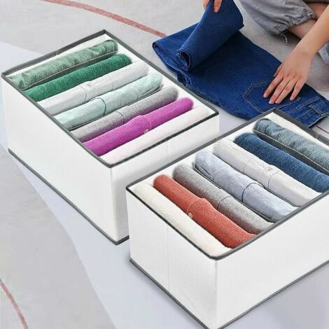 2-teilige Aufbewahrungsbox Für Jeans, Hosen, Hemden Und Kleidung Großer Schubladeneinsatz Mit Pp-einschub Waschbare Und Faltbare Schubladeneinteilung 36 X 26 X 20 Cm