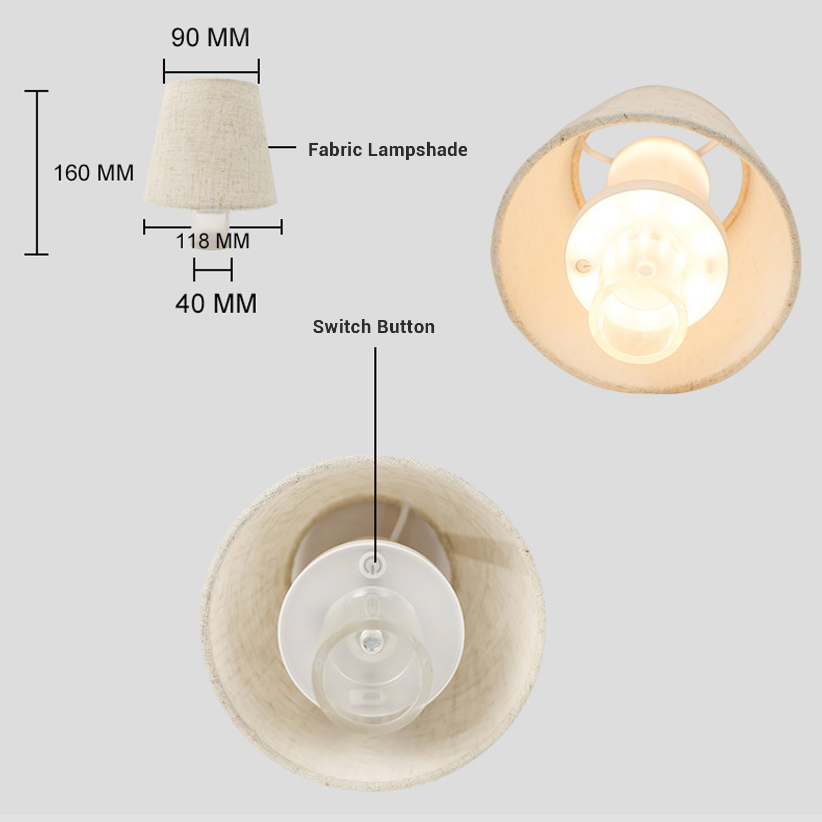 Wiederaufladbare, Kabellose Led-weinlampe Für Bar Und Nachttisch – Stoff, 176 Lm, Dekorative Beleuchtung
