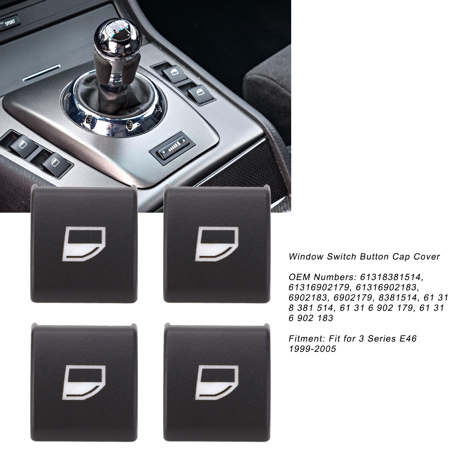 Set Mit 4 Fensterheber-bedienknöpfen Für Bmw 3er E46 (1999–2005) – Schutzhülle