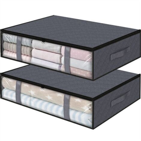 2-teilige Aufbewahrungsbox Für Unter Das Bett, 90-liter-kleideraufbewahrungstasche, Faltbarer Aufbewahrungsbezug Mit Verstärktem Griff, Reißverschluss Und Sichtfenster Zur Aufbewahrung Von Bettdecken