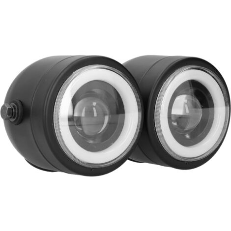 Universeller Runder Led-scheinwerfer Mit Doppeltem Weißen Lichtring Für Retro-motorräder, Abblendlicht Und Tagfahrlicht (drl).
