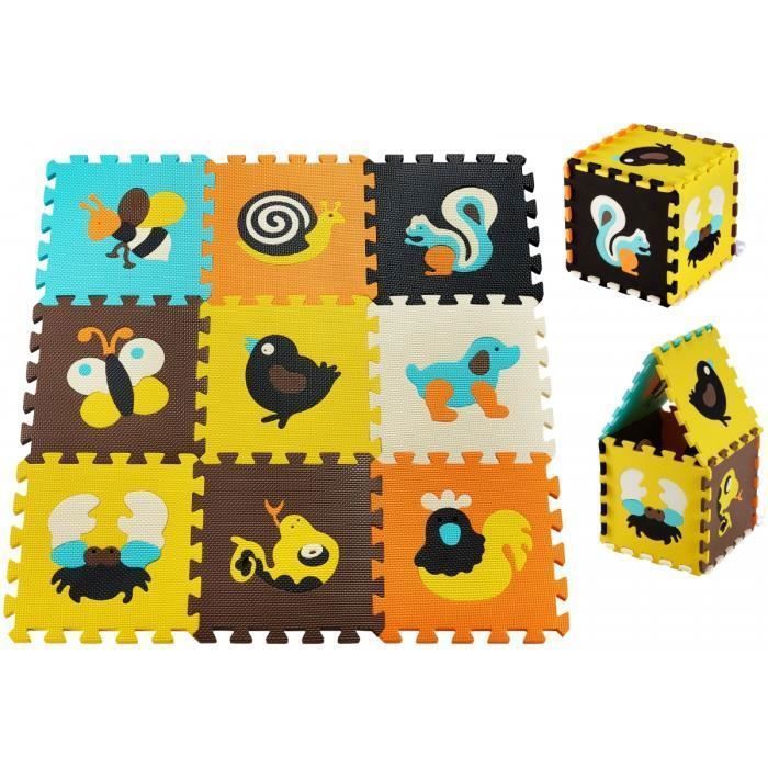 Moby-system Spielmatte Baby 90 X 90 X 1 Cm - Puzzlematte - Spielmatte 9 Teile Aus Geruchlosem Eva-schaum - Tiermuster