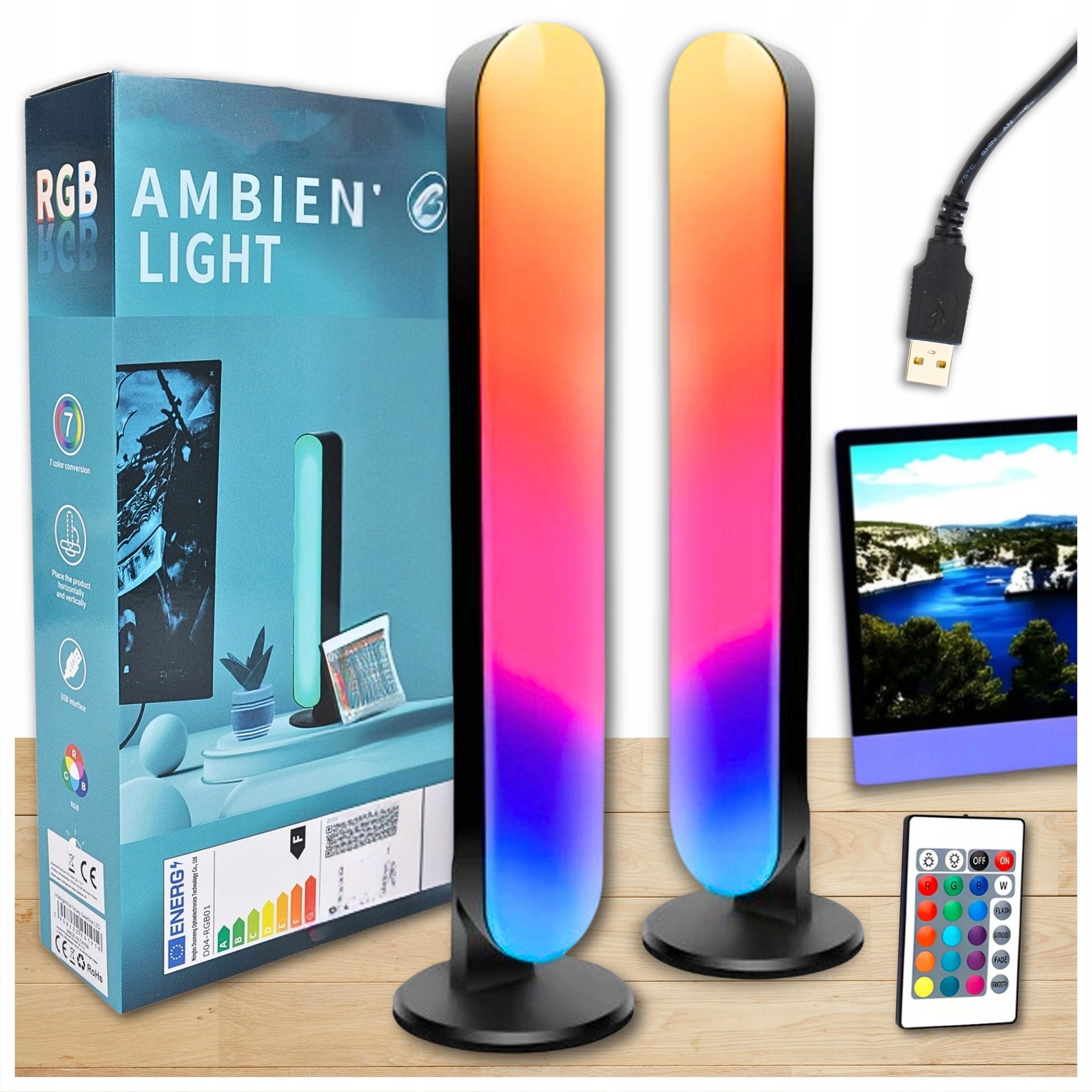 Rgb-led-streifen, 2x Lichtsäule Für Pc-gaming, Ferngesteuerte Schreibtischlampe