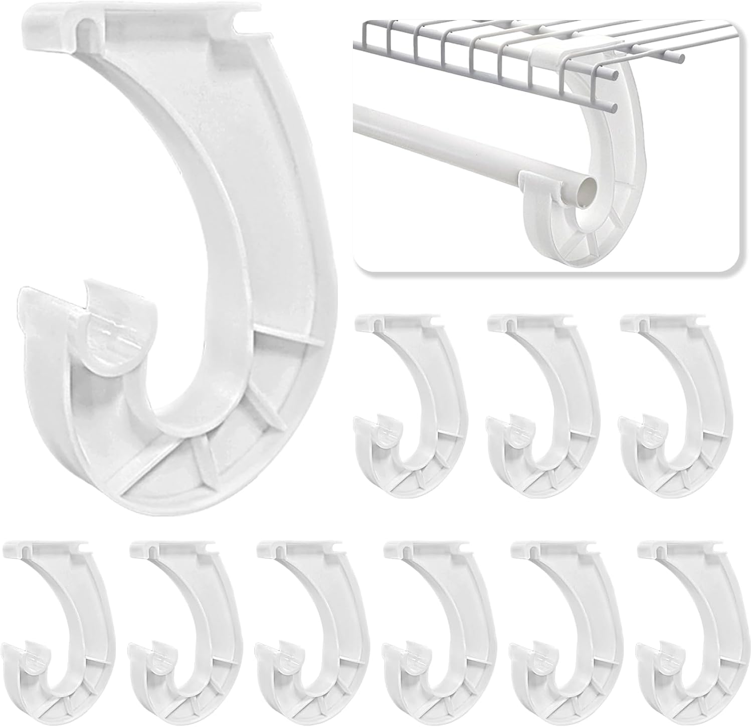 10er-pack Kleiderstangenhalterungen, Kunststoffhalterungen, Geeignet Zum Aufhängen Von Kleidung, 3/4 Zoll Kleiderstangenhalterungen, Robuste J-haken, Geeignet Zur Aufbewahrung Von Kleiderschränken Und