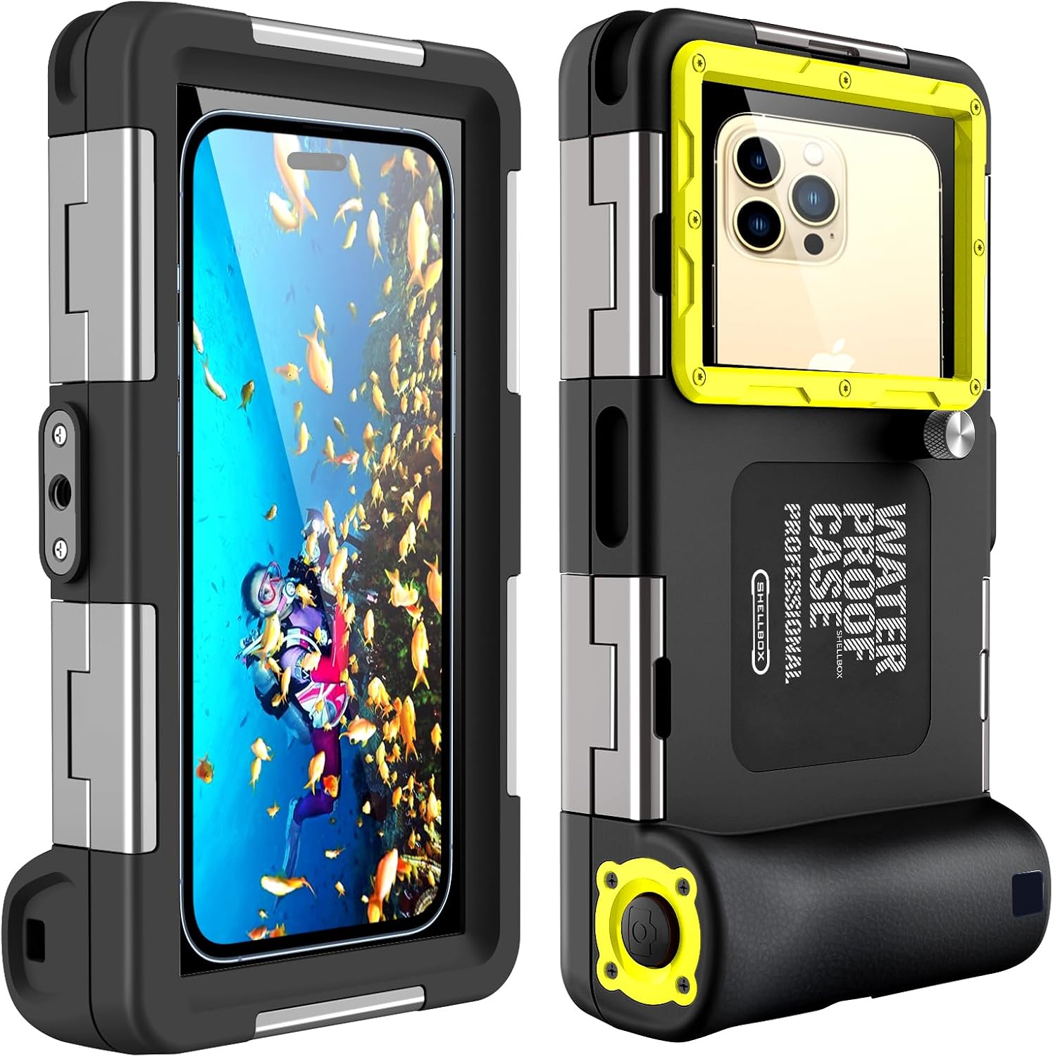 Ipx8 Wasserdichte Handyhülle, Kompatibel Für Iphone 16 15 14 13 12 11 Pro Max Samsung S24 S23 S22 A35 A55 A25 A15, Wasserdichte Smartphone Hülle, Schwarz Gelb