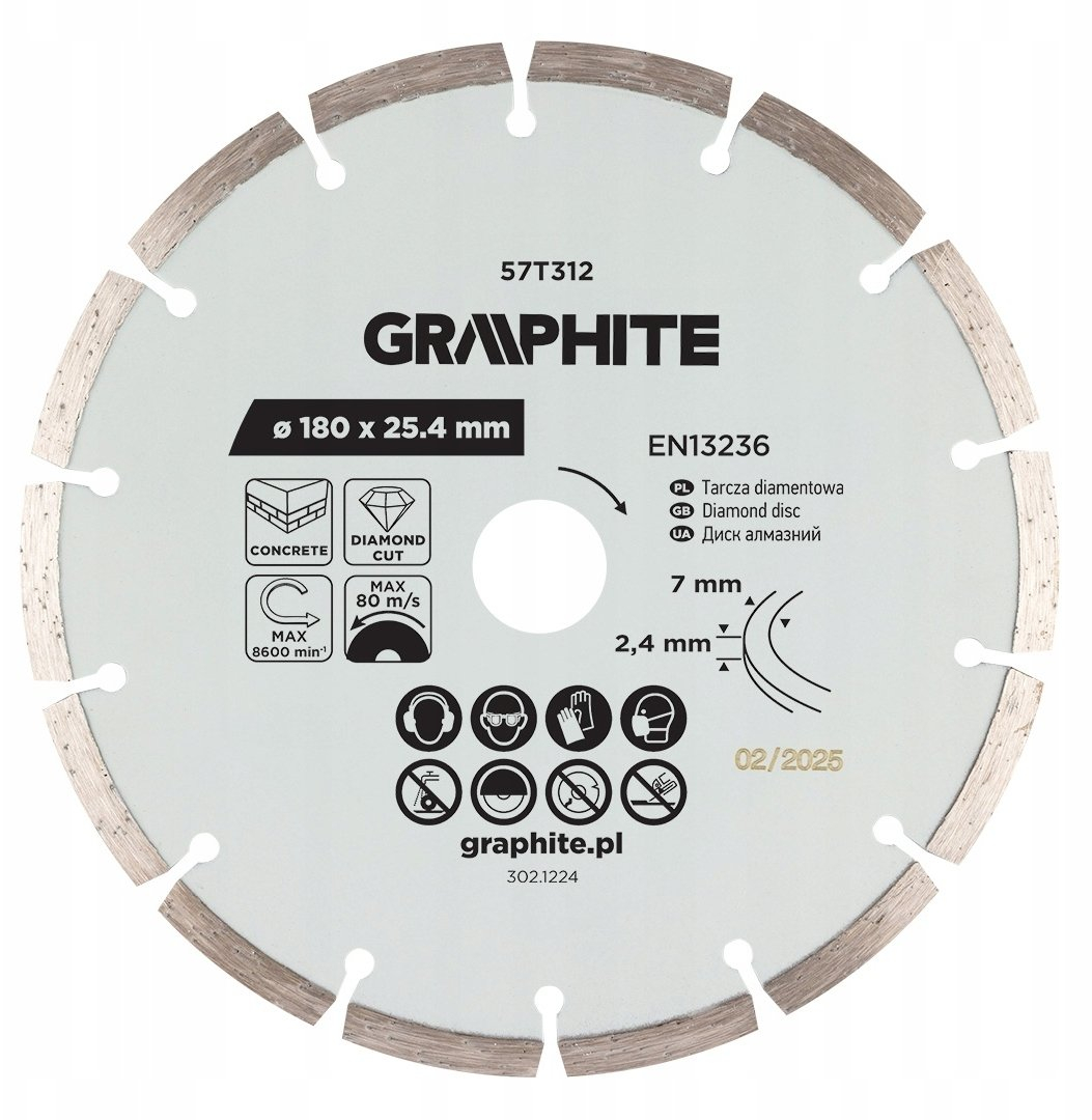 Diamantscheibe Graphite 57t312 180 Mm 8600 U/min