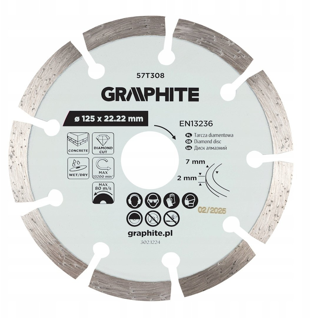 Diamant-trennscheibe Graphite 57t308 125 Mm 12200 U/min