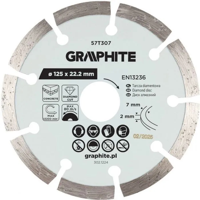 Diamantscheibe Graphite 57t307 125 Mm Geschwindigkeit 12200 Rpm