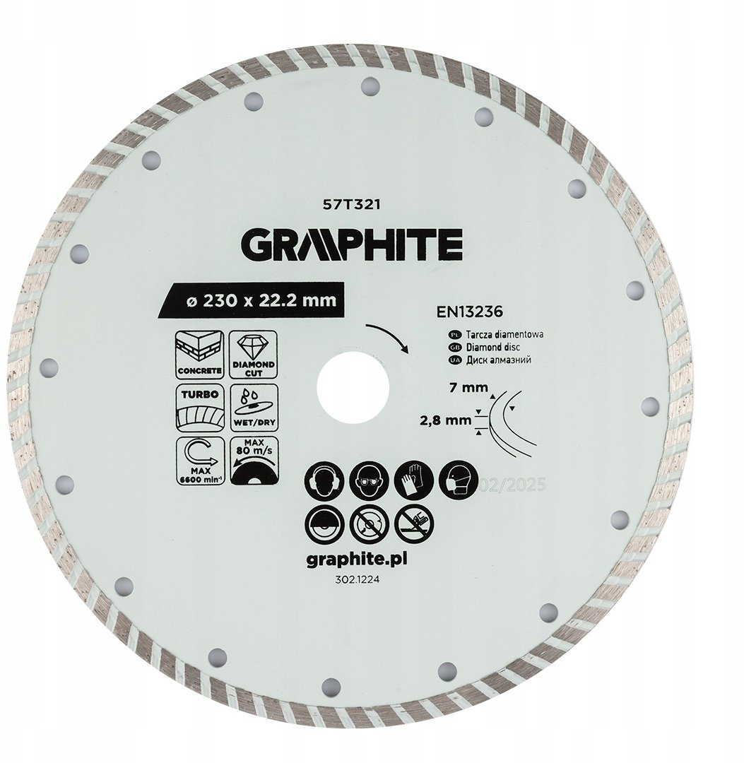 Diamanttrennscheibe Graphite 57t321 Turbo 230 Mm Nass Trocken