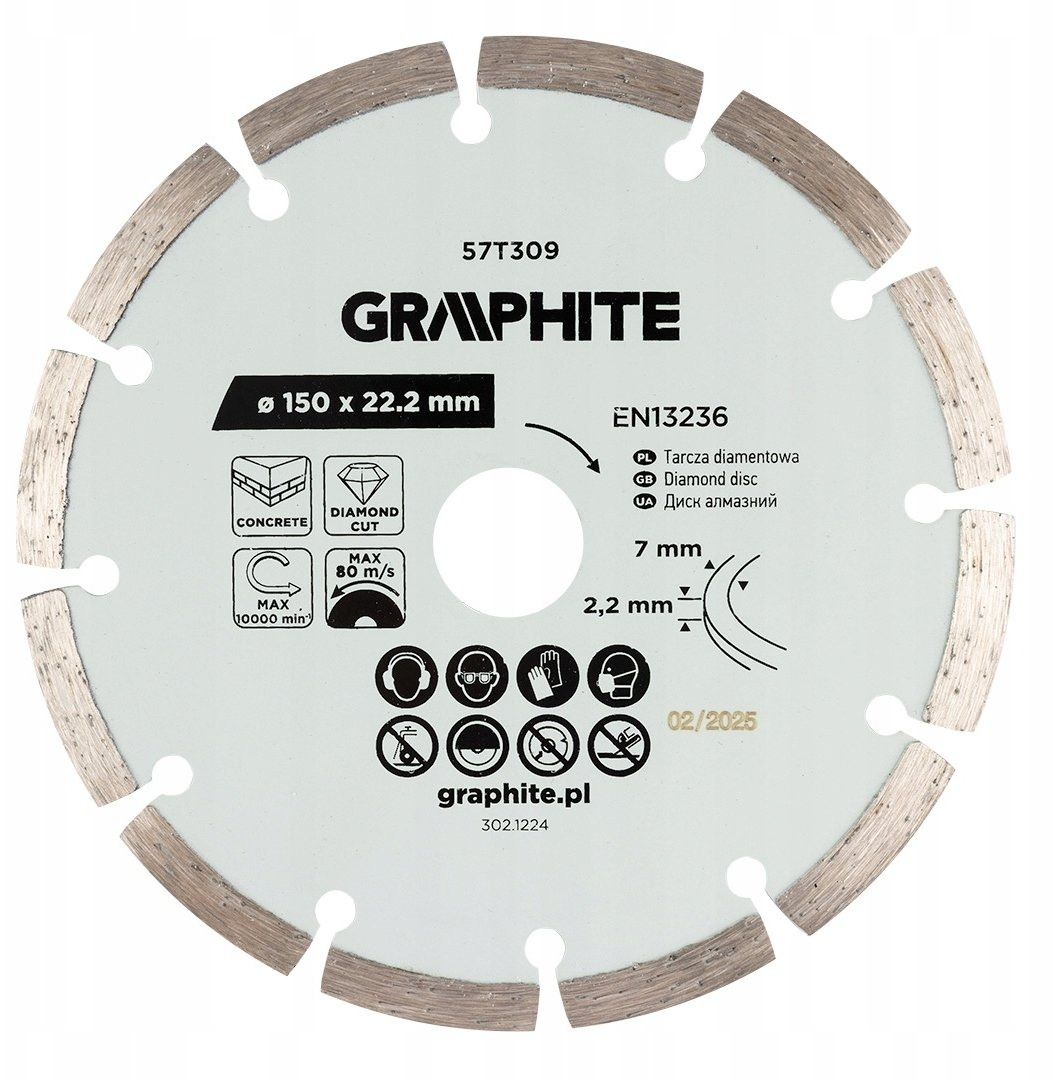 Diamantblatt Graphite 57t309 150 Mm 22,2 Mm Trocken