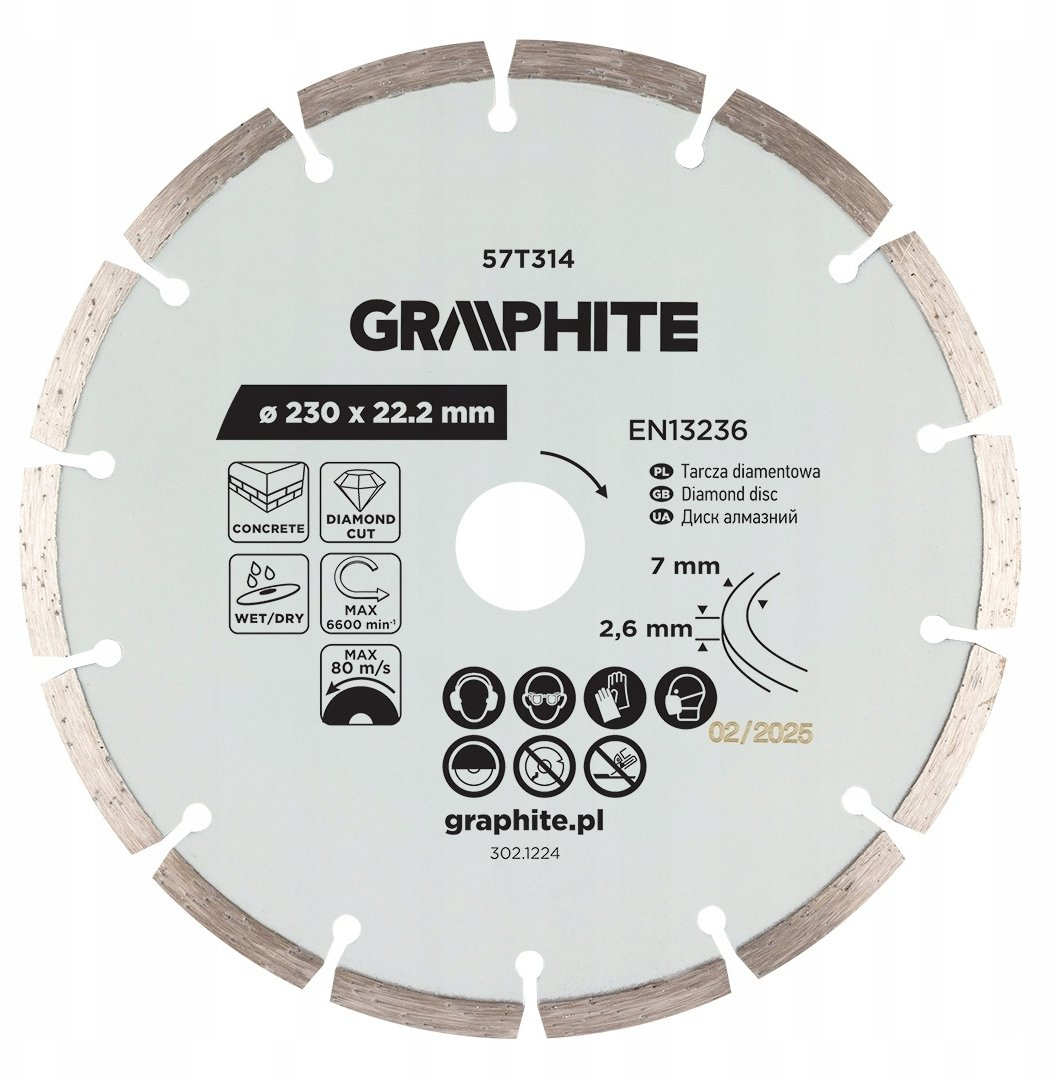 Diamanttrennscheibe Graphite 57t314 230 Mm Nass Trocken