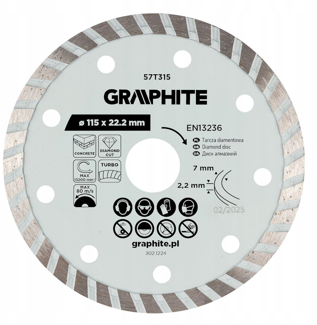 Diamantscheibe Graphite 57t315 Turbo 115 Mm Trocken Schneiden