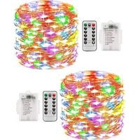 2 X 10 M Lichterketten, Ip68 Wasserdicht, 200 Mehrfarbige Leds, Batteriebetrieben, Für Gartenpartys Im Freien