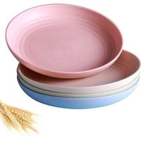 4 Weizenstrohteller, 22,8 Cm, Biologisch Abbaubar Und Bruchfest, Spülmaschinen- Und Mikrowellengeeignet, Bpa-frei, Für Den Täglichen Gebrauch