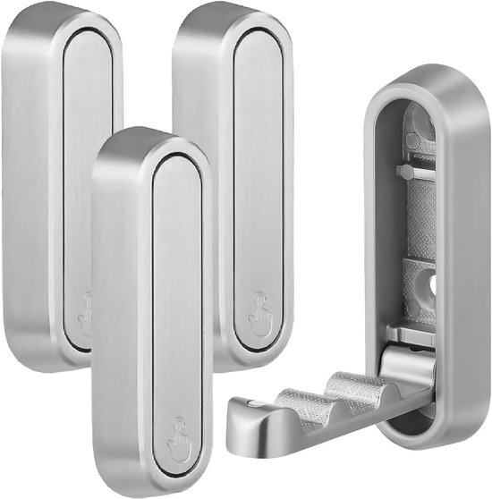 Selbstklebende Haken – Handtuchhalter – Faltbar – Metall – Praktische Haken Zum Aufhängen Von Mänteln, Handtüchern, Rucksäcken, Hüten Usw. Geeignet Für Den Innenbereich, Badezimmer, Küche Usw. – 4er-p