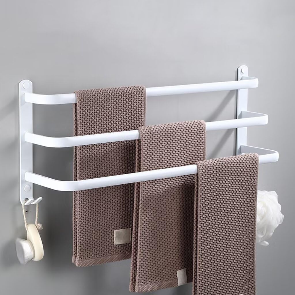 Wandmontierter Handtuchhalter Aus Aluminium Mit Haken Für Badezimmer, Ideal Für Küche, Bad Oder Hotel (50 Cm).