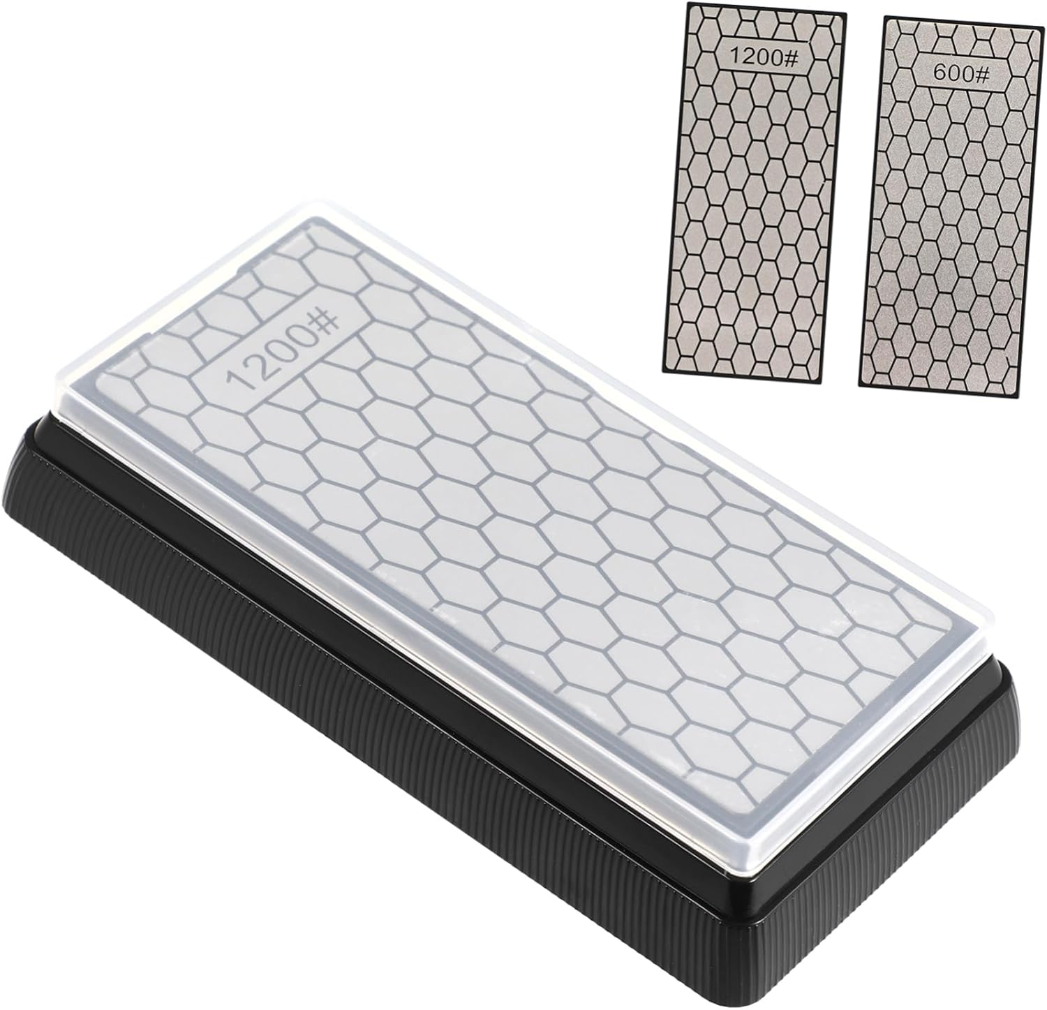 Doppelseitiger Diamant-schärfstein (körnung 600/1200, 185 X 92 X 40 Mm), Messerschärfer Aus Bienenwachs Mit Rutschfester Unterseite, Messer- Und Scherenschärfwerkzeug Für Küche Und Garten
