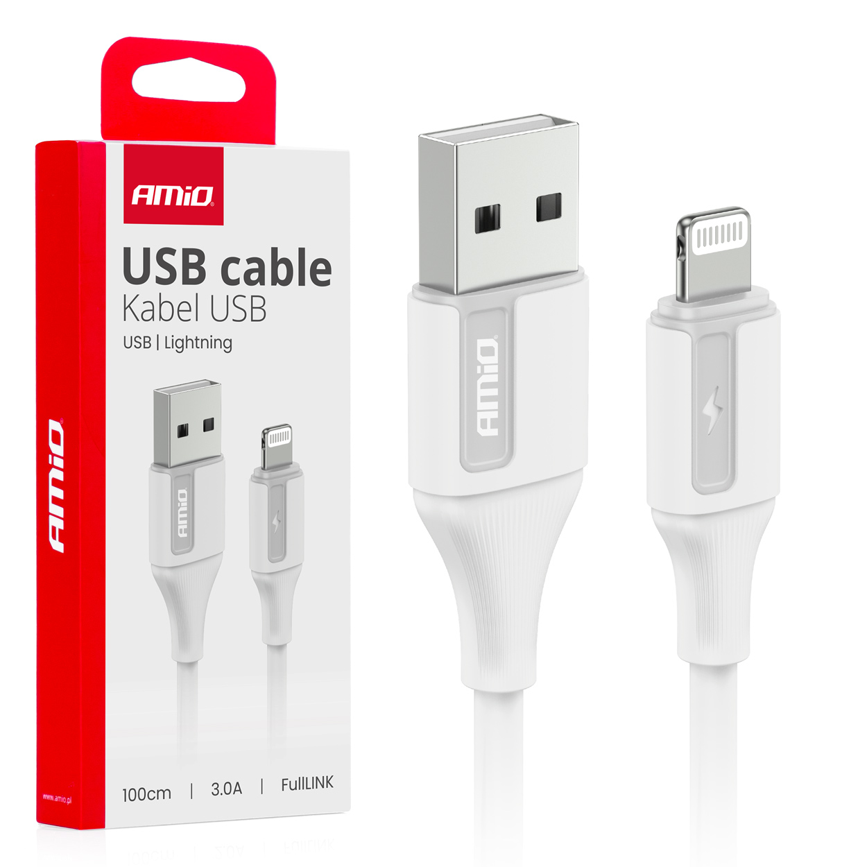 Usb-a - Lightning Ladekabel Iphone 3a 100cm Fulllink Amio-03919