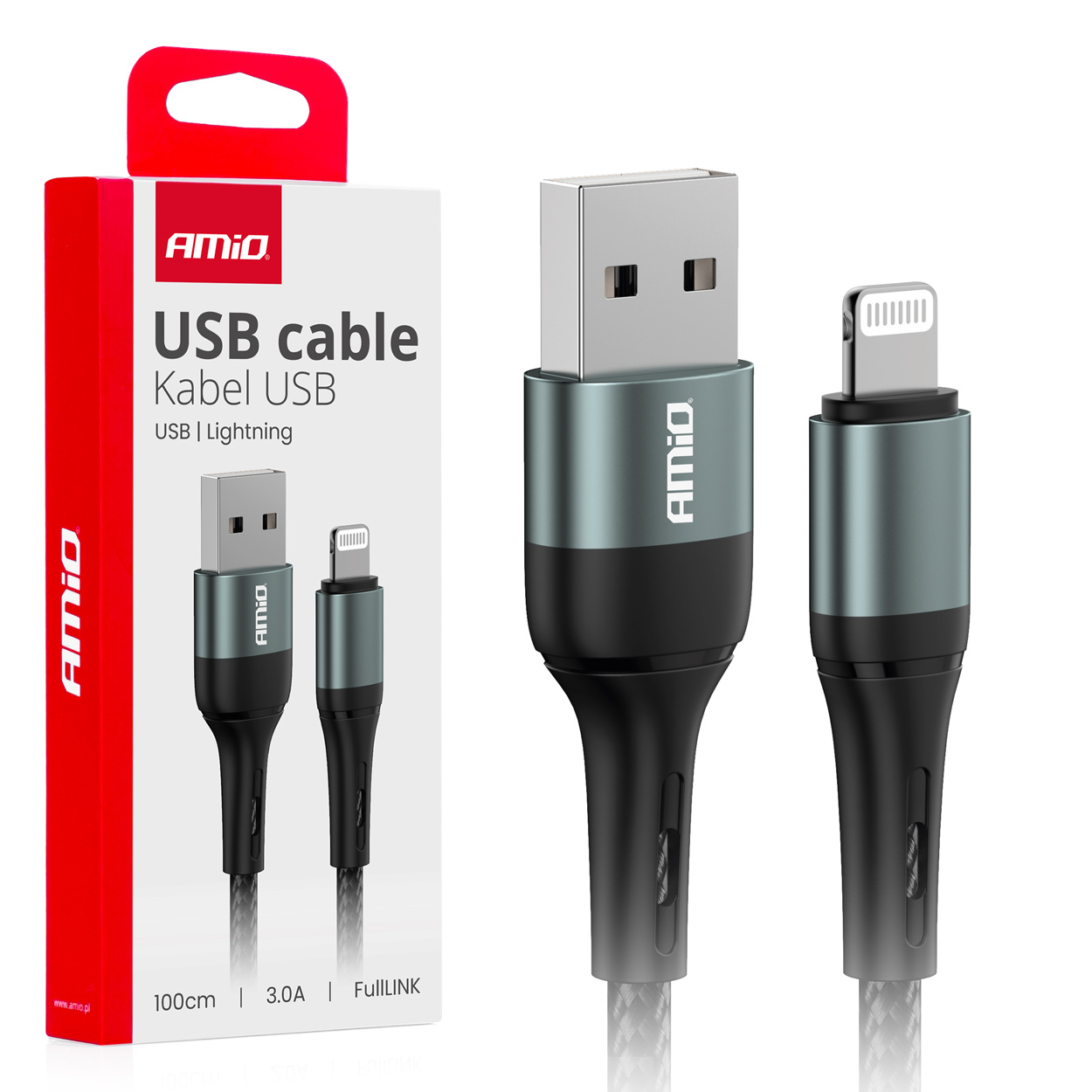 Usb-a - Lightning Ladekabel Iphone 3a 100cm Fulllink Amio-03913
