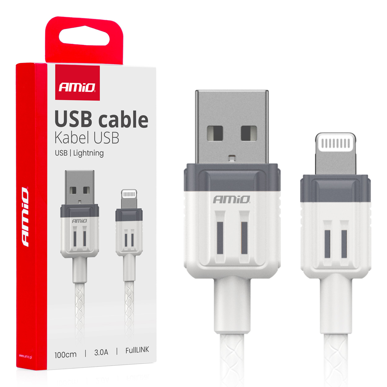 Usb-a - Lightning Ladekabel Iphone 3a 100cm Fulllink Amio-03907
