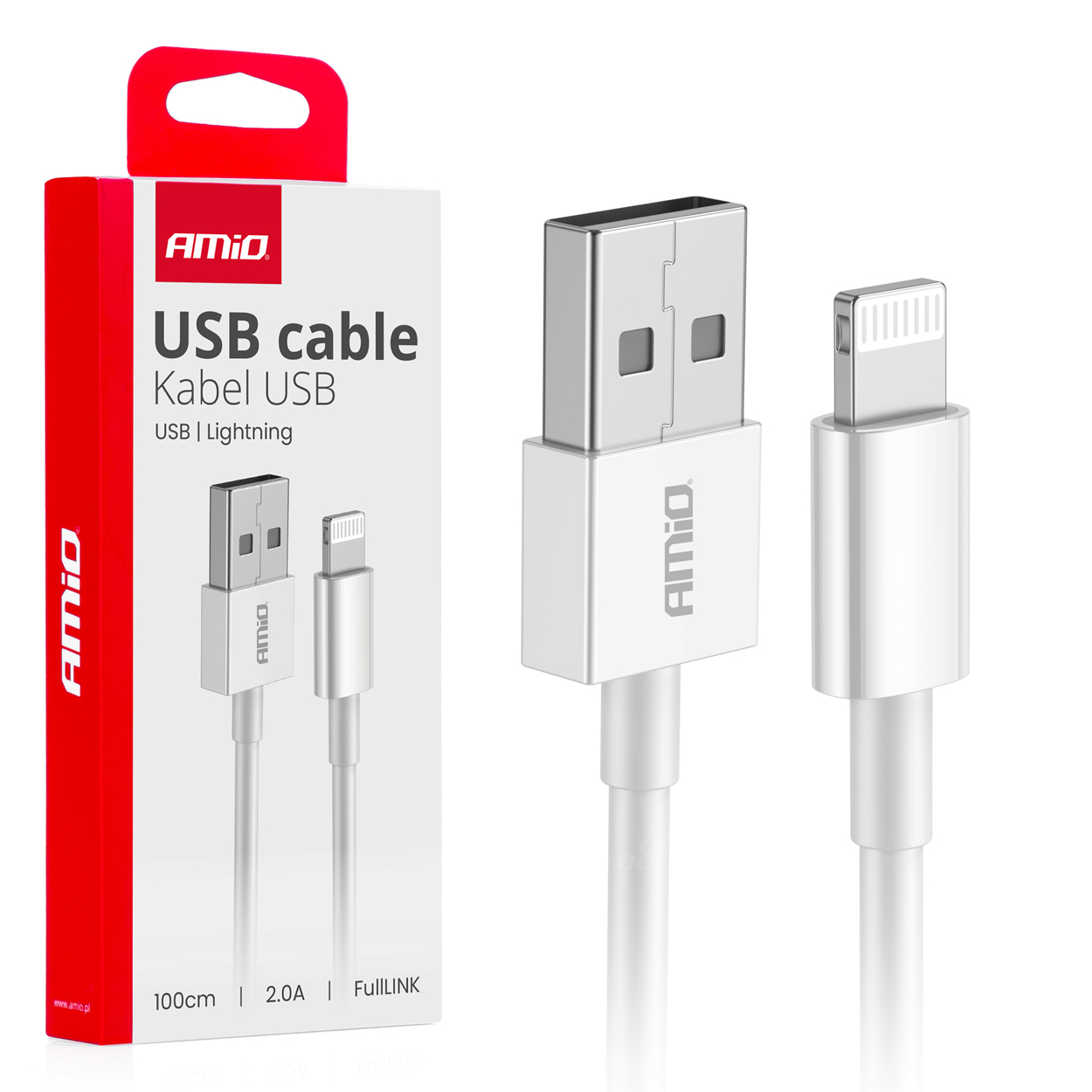 Usb-a - Lightning Iphone 2a Ladekabel 100cm Fulllink Amio-03895