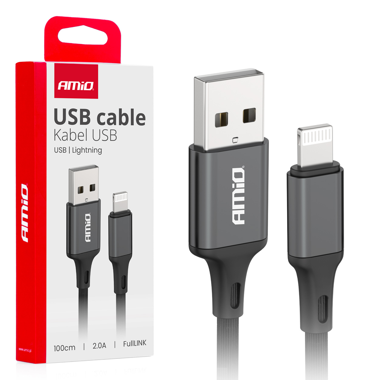 Usb-a - Lightning Iphone 2a Ladekabel 100cm Fulllink Amio-03901