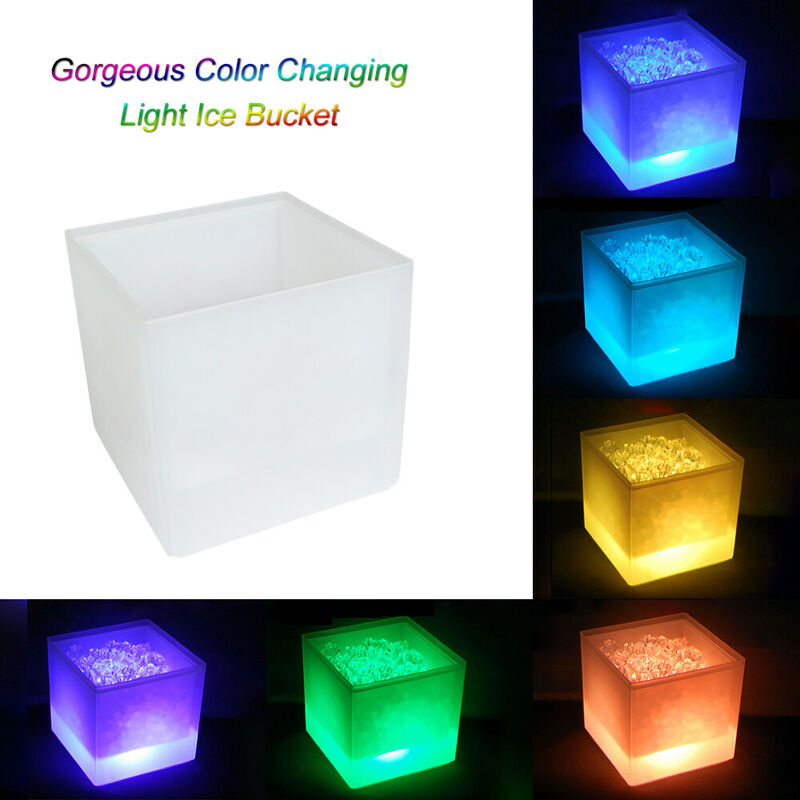 3,5 L, Hohe Kapazität, Led-lampe, Eiskübel, Quadratisches Design, Automatischer Farbwechsel, Batteriebetrieben, Ip65-wasserbeständigkeit, Für Zuhause, Party, Bar, Club, Themenrestaurant, Pub, Wein, Ge