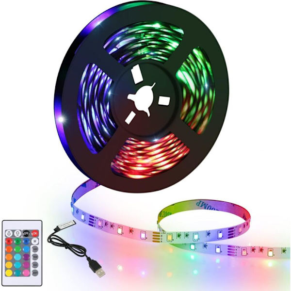 5 M Led-streifen, Flexibel, Leistungsstark, Rgb-raumbeleuchtung, Mehrfarbiger Led-lichtstreifen Mit Fernbedienung Für Schlafzimmer, Küche, Fernseher, Partys
