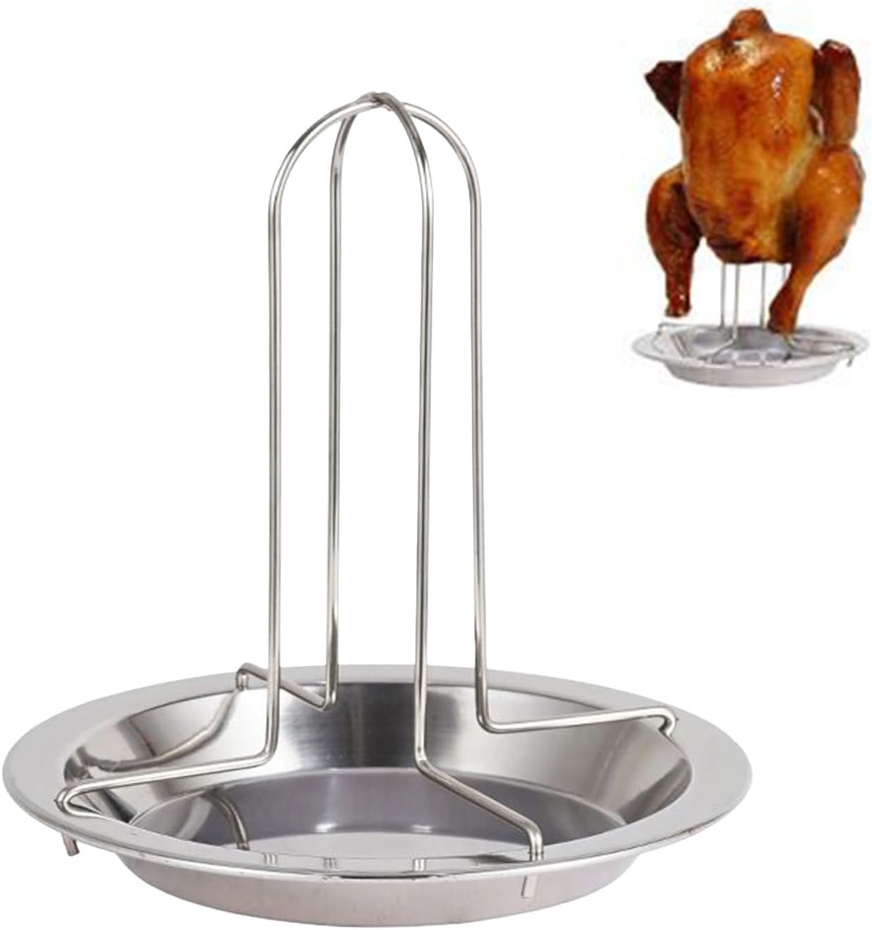 2 Stuks Rvs Biergrillstützen, Mit Abtropfschale, Für Camping