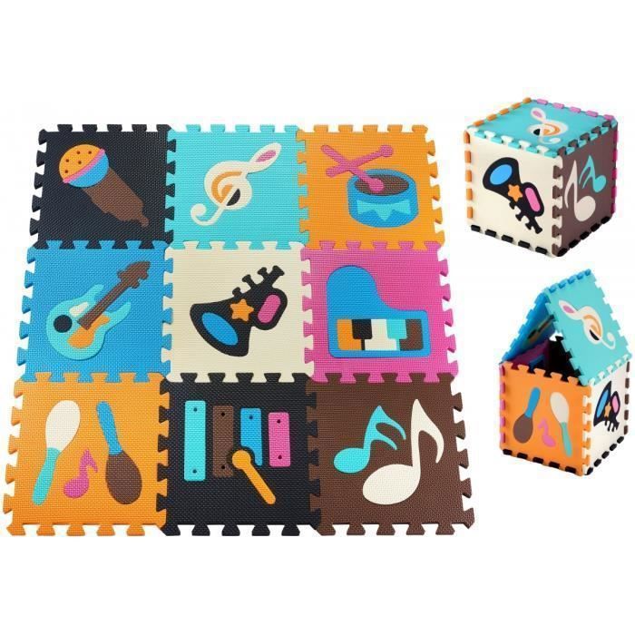 Moby-system Eva-schaum-puzzlematte Für Babys 90x90x1cm - Geruchsfreie Spielmatte Ohne Schadstoffe - Muster Mit Musikinstrumenten