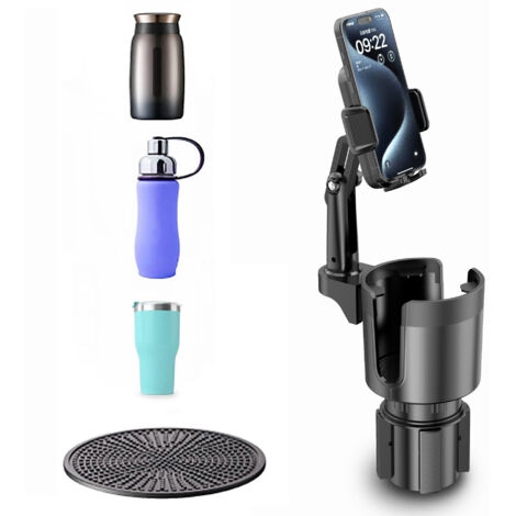 Handyhalterung Für Getränkehalter, 2-in-1-halterung Mit 360° Drehbarem Arm Fürs Auto, Passend Für Alle 4-7 Zoll Handys Und Die Meisten Anderen Smartphones.
