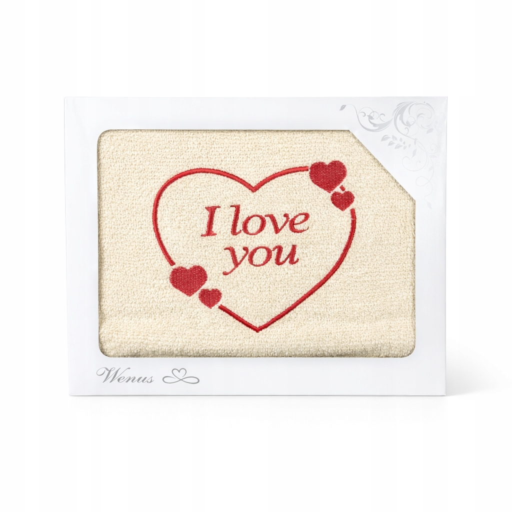 Cremefarbenes Baumwollhandtuch Mit „ich Liebe Dich“-stickerei, Tolle Geschenkidee