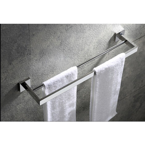 Wandmontierter Handtuchhalter Für Badezimmer, Doppelhandtuchhalter, Poliertes Chrom, 60 Cm