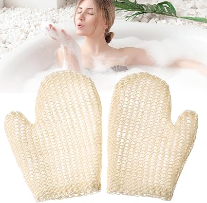 2-teiliger Peelinghandschuh Aus Sisal, Rosshaarhandschuh, Körperpeelinghandschuh, Natürliches Und Effektives Peeling Für Körper Und Gesicht, Für Frauen Und Männer, Reinigt Und Klärt Die Haut Und Entfe