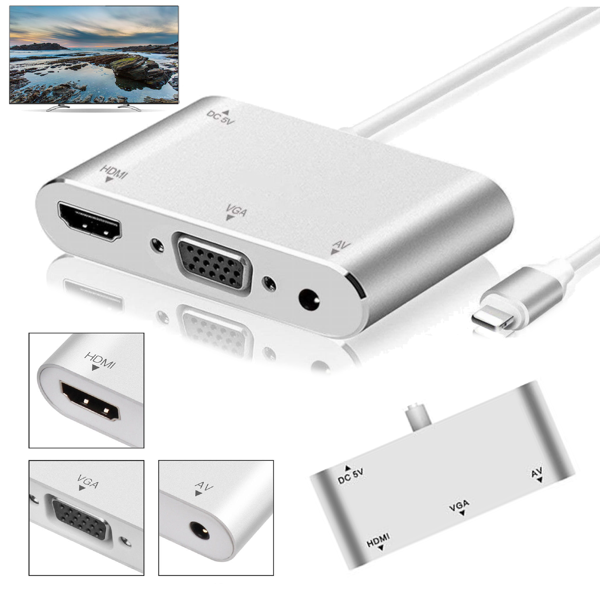 Lightning-auf-hdmi/vga-adapter + 3,5-mm-klinkenstecker Für Fernseher
