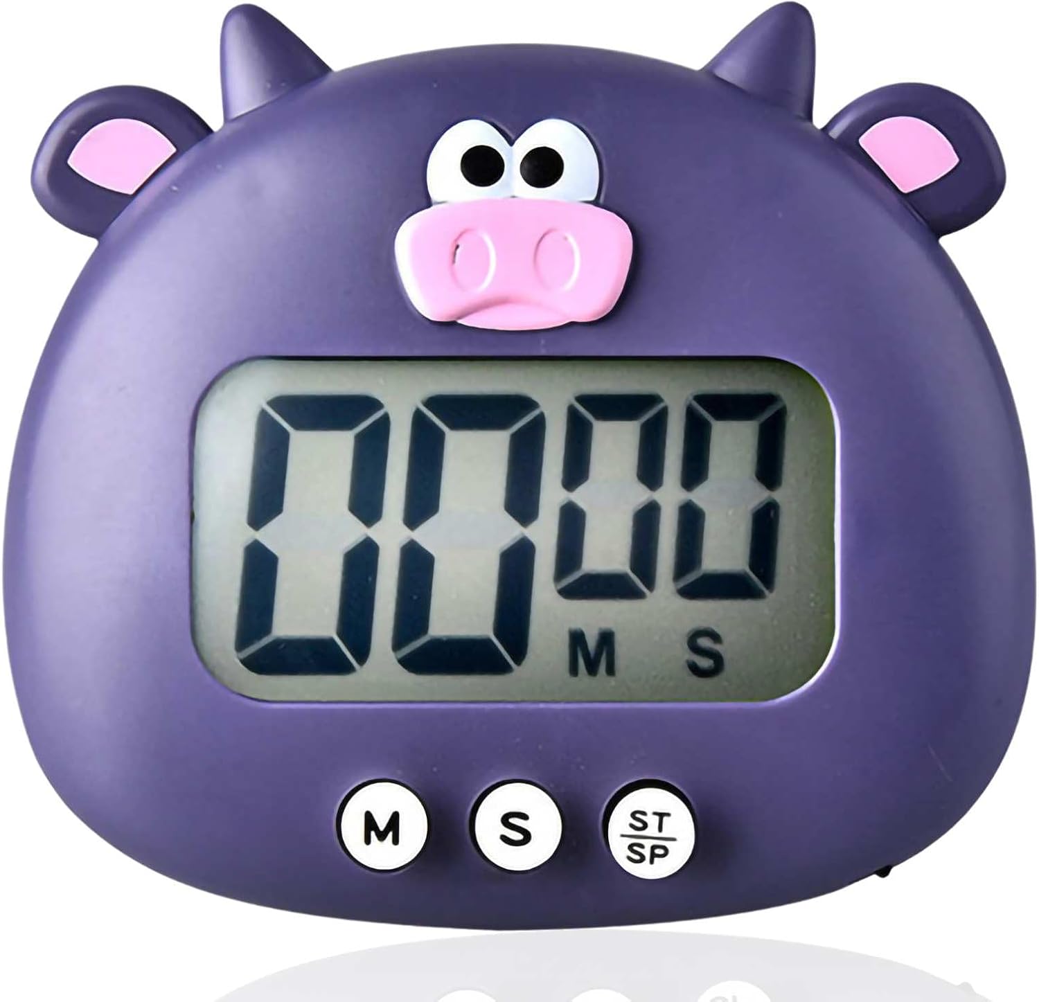 Küchentimer, Digitaler Timer Mit Cartoon-tiermotiv, Countdown-timer Für Kinder, Lcd-display, Magnetischer Küchentimer Mit Ein-/aus-schaltern (lila)