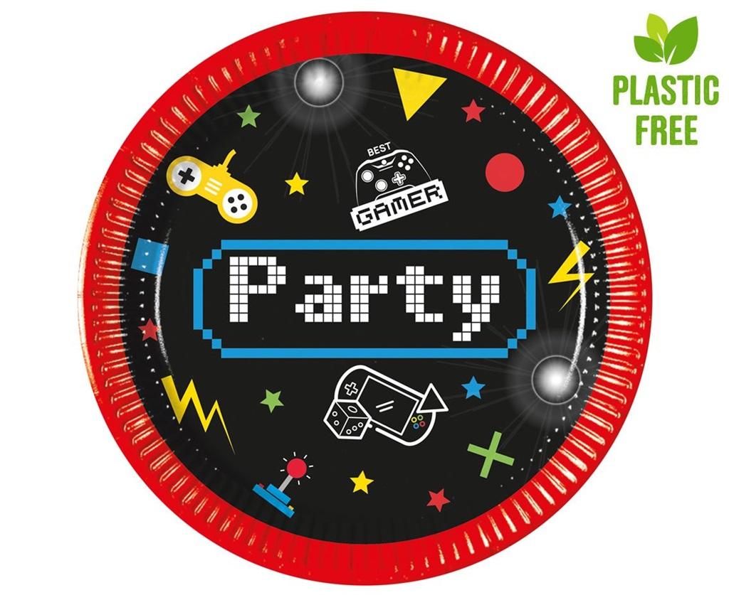 Gaming Party Spielerteller, 20 Cm, 8 Stück.
