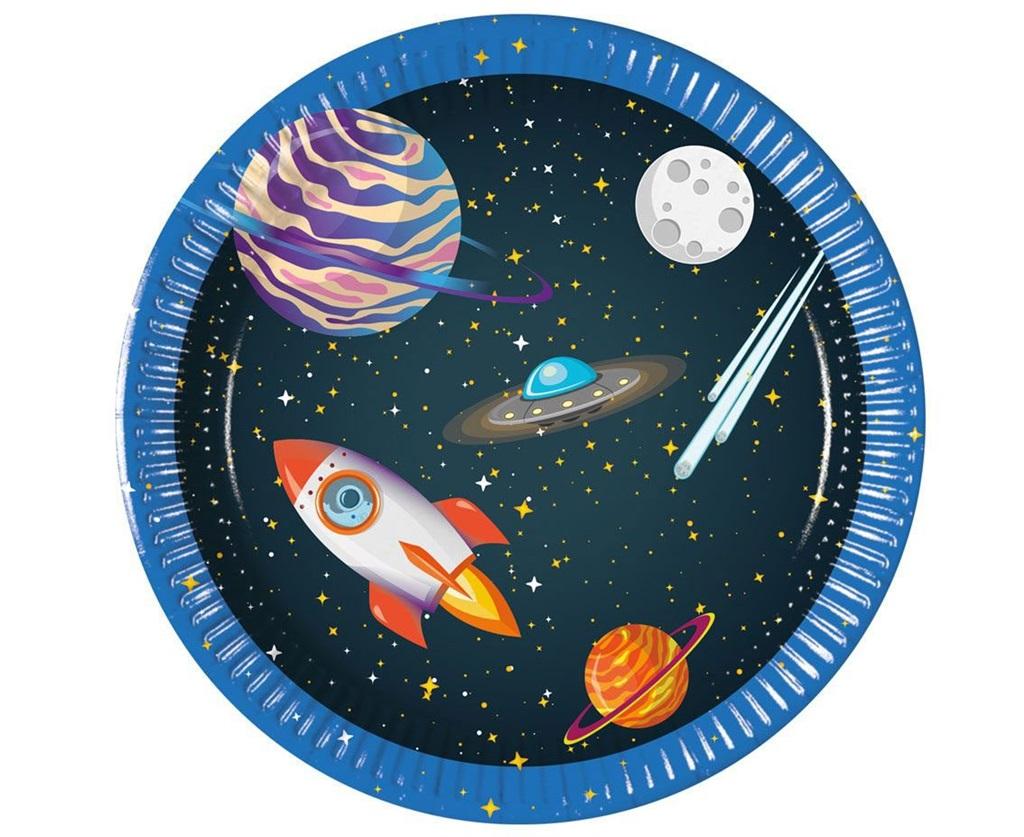 Weltraumraketen-platten, 20 Cm, 8 Stück.