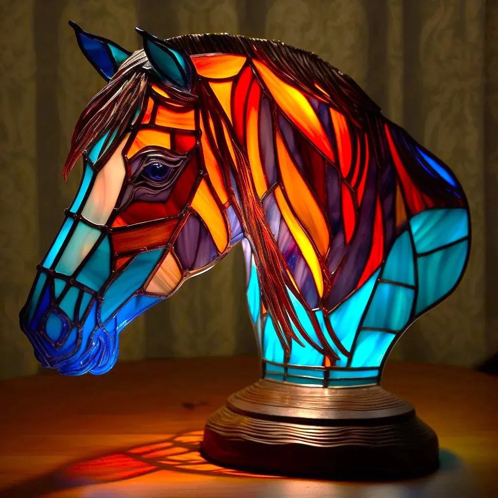 Pferdekopf Größe: 17 Cm Usb-unabhängiges Schaltermodell - Harzornament-led-nachtlicht, Künstlerische Tierstatue, Kreative Dekoration Für Den Schreibtisch.